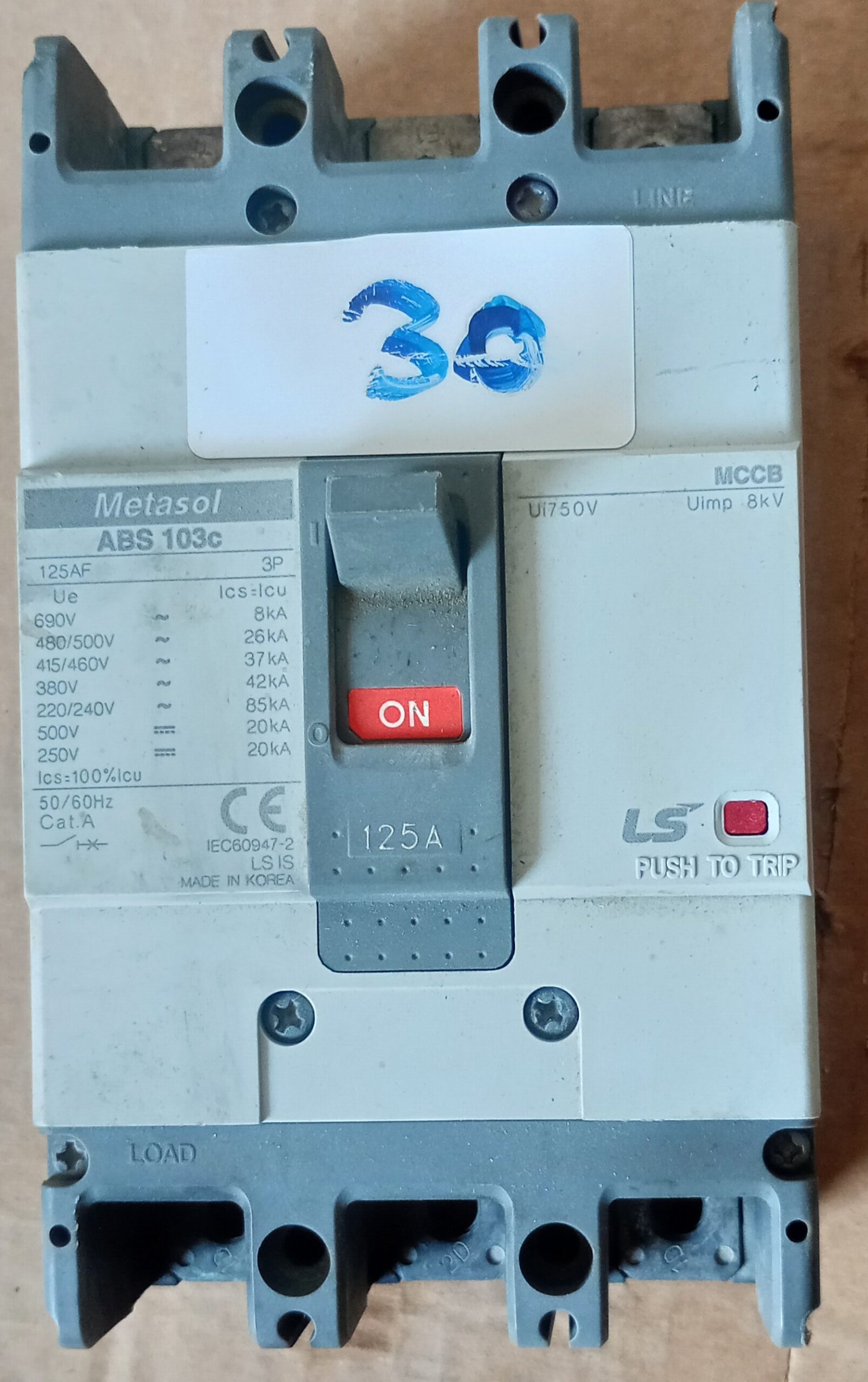 LS Metasol ABS 103C 125A Used MCCB 3P | Molded Case Circuit Breaker